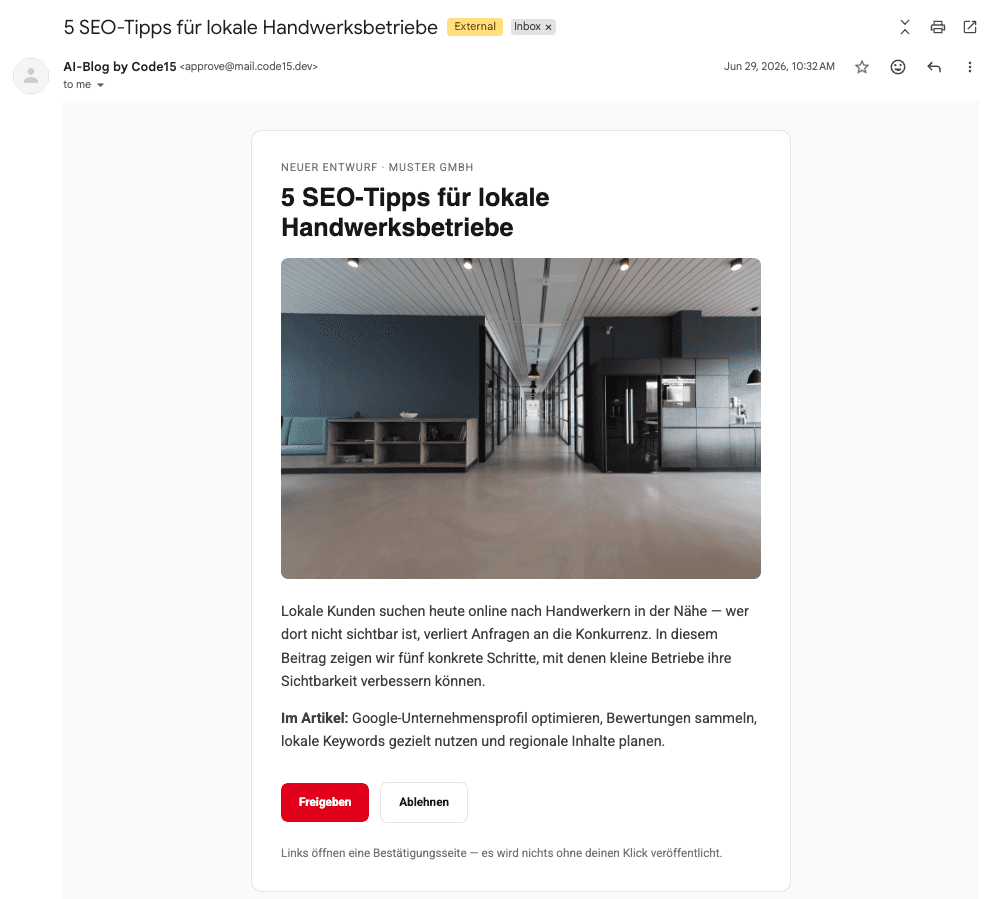 E-Mail-Freigabe: Entwurf freigeben oder ablehnen